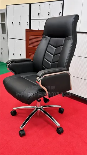Luxury Black Executive Office Chair With Chrome Base