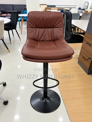 Brown Leather-Style Bar Stool