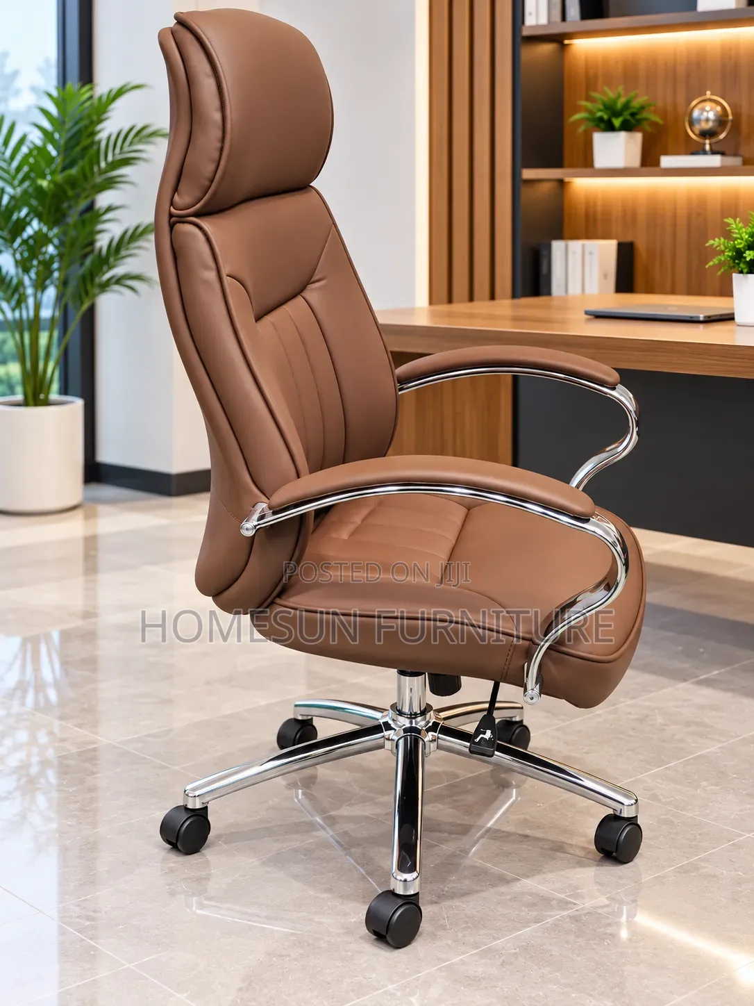 Office Chair Brown Executive High Back