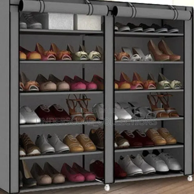 *Double Column Shoe Rack With Canvas Cover*