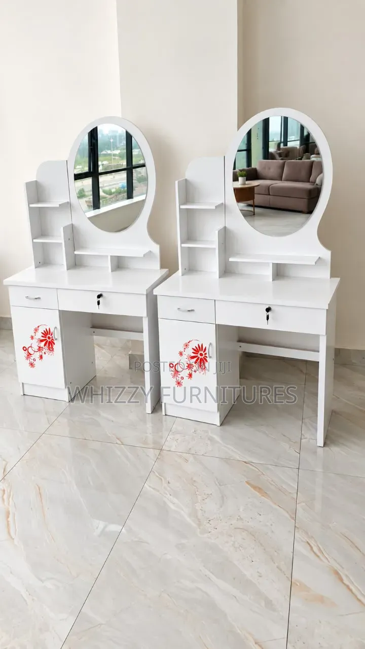 White Dressing Table With Oval Mirror