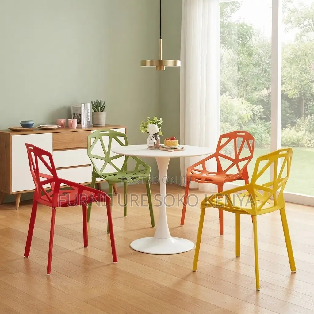 Dining Chair : Creative Hollow Geometric Back Dining Chair