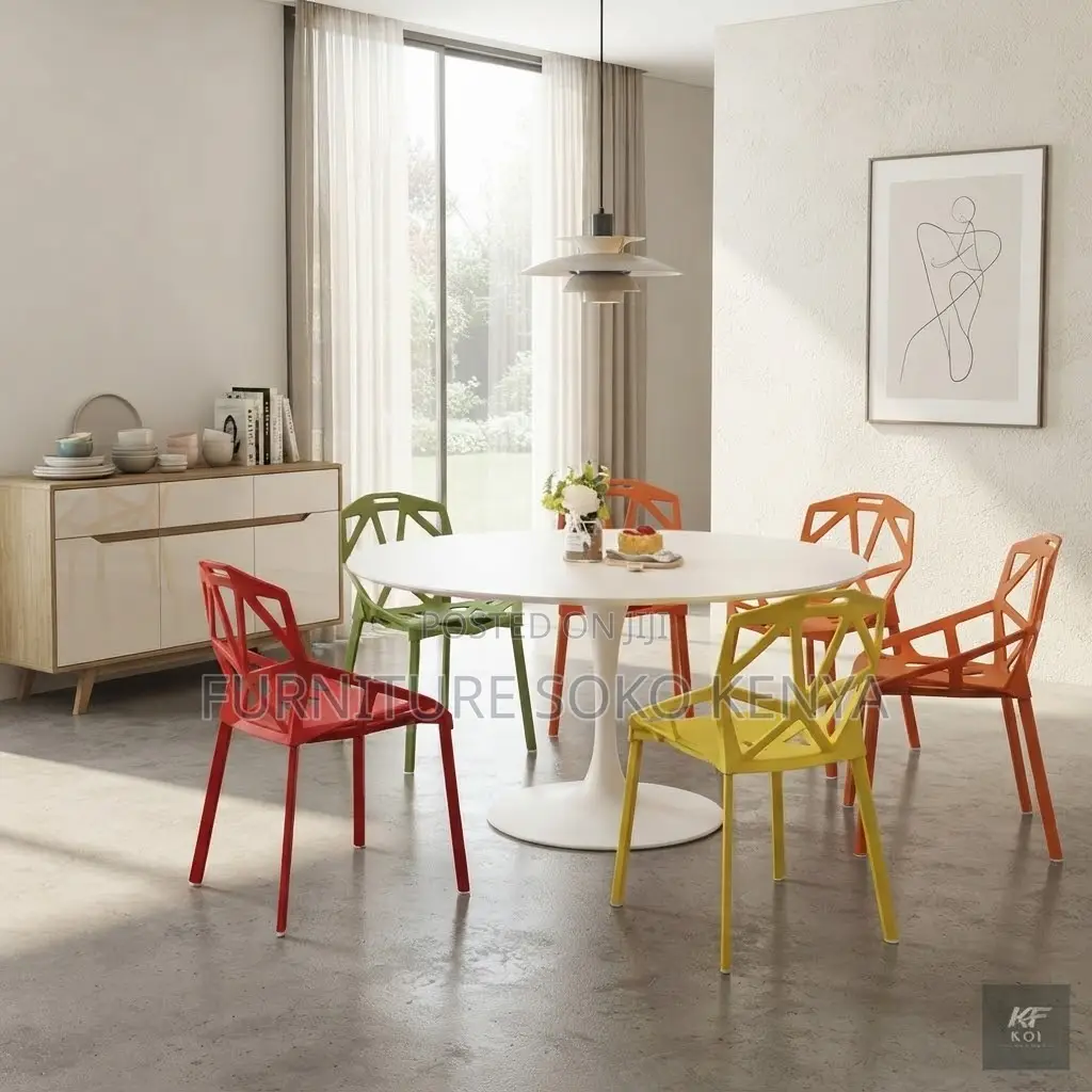 Dining Chair : Creative Hollow Geometric Back Dining Chair