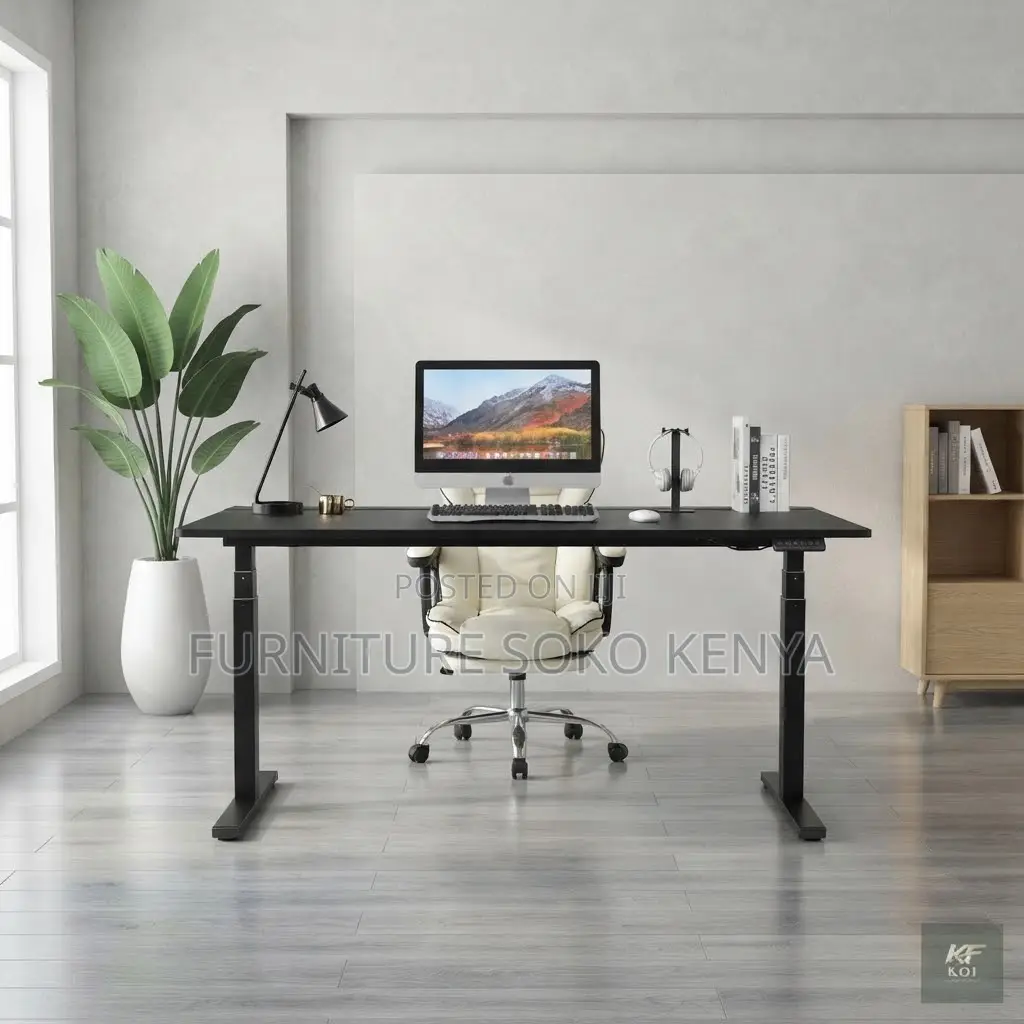 Desk : Modern Black Electric Height-Adjustable Standing Desk