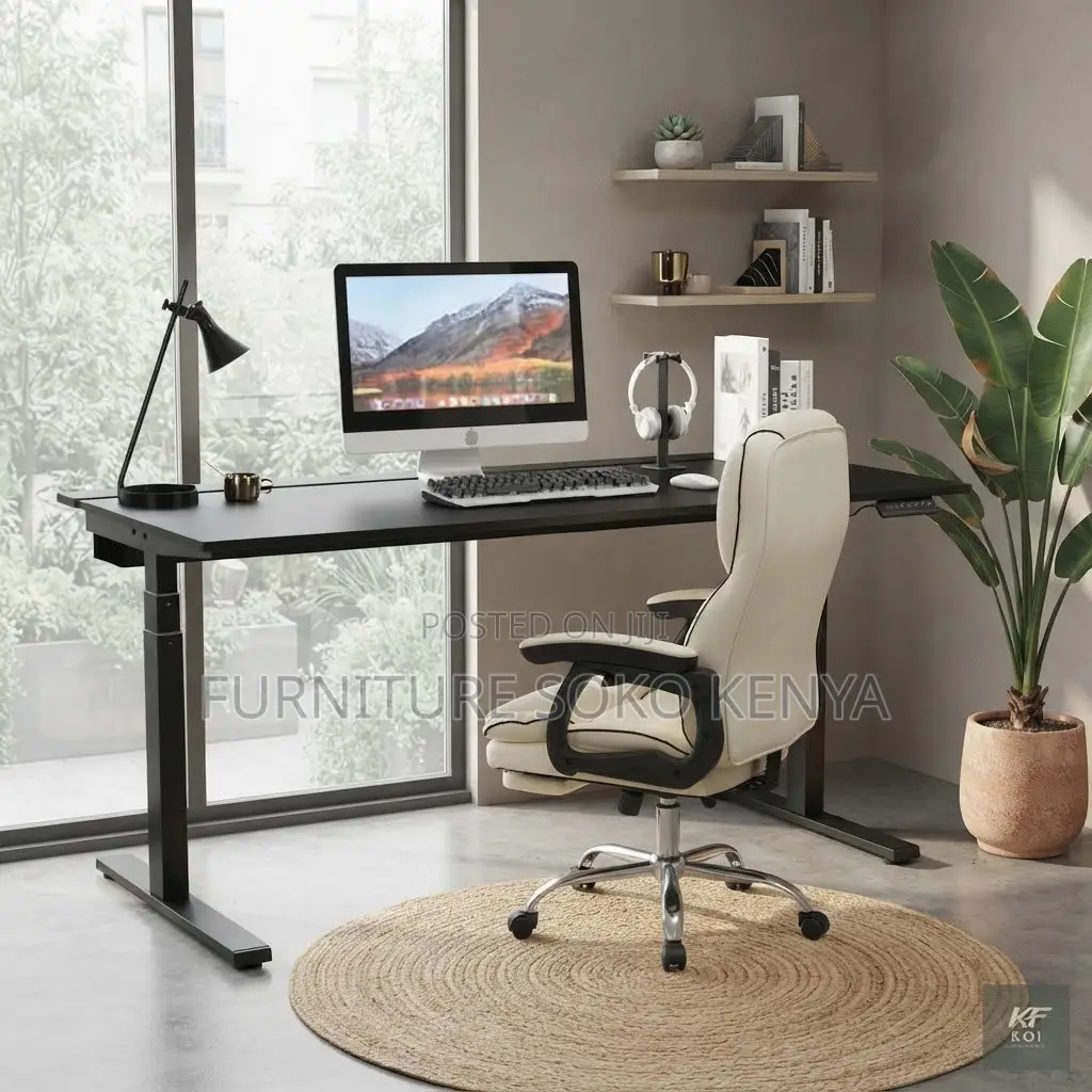 Desk : Modern Black Electric Height-Adjustable Standing Desk