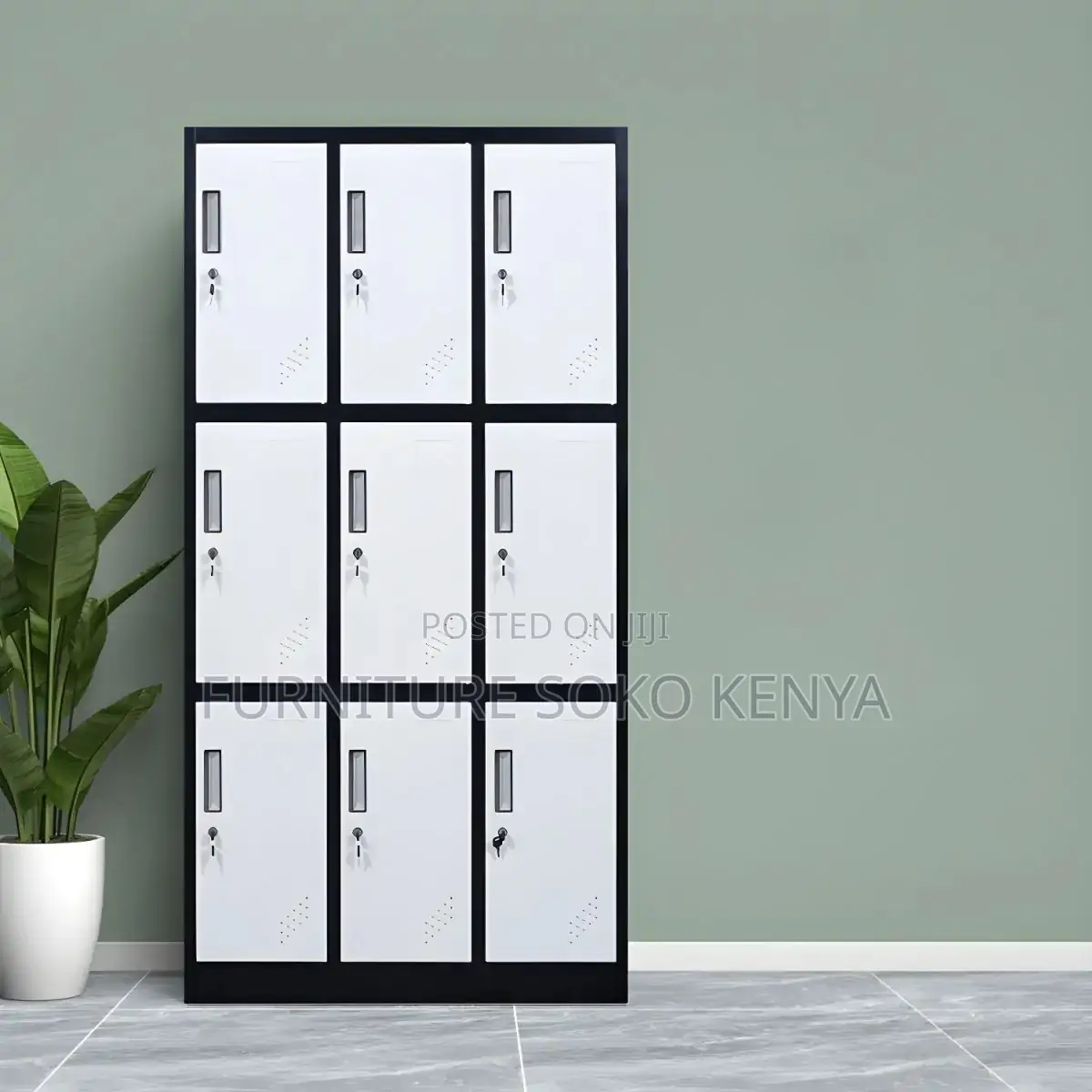 Office Cabinet : 9-Compartment Individual Lockable Storage Cabinet