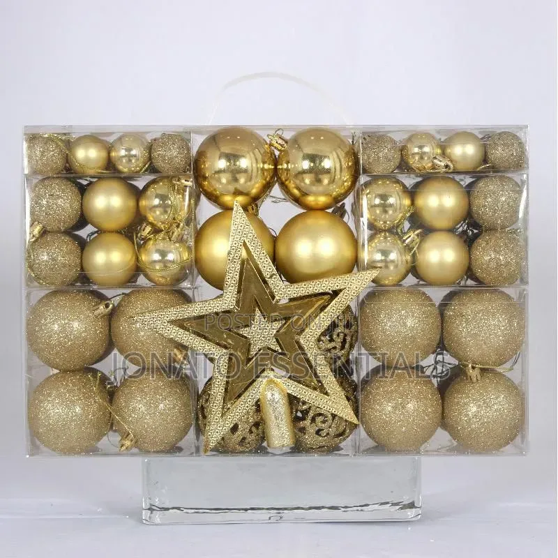 Gold Christmas Tree Balls Decorations Ornaments Pack 101 Pieces