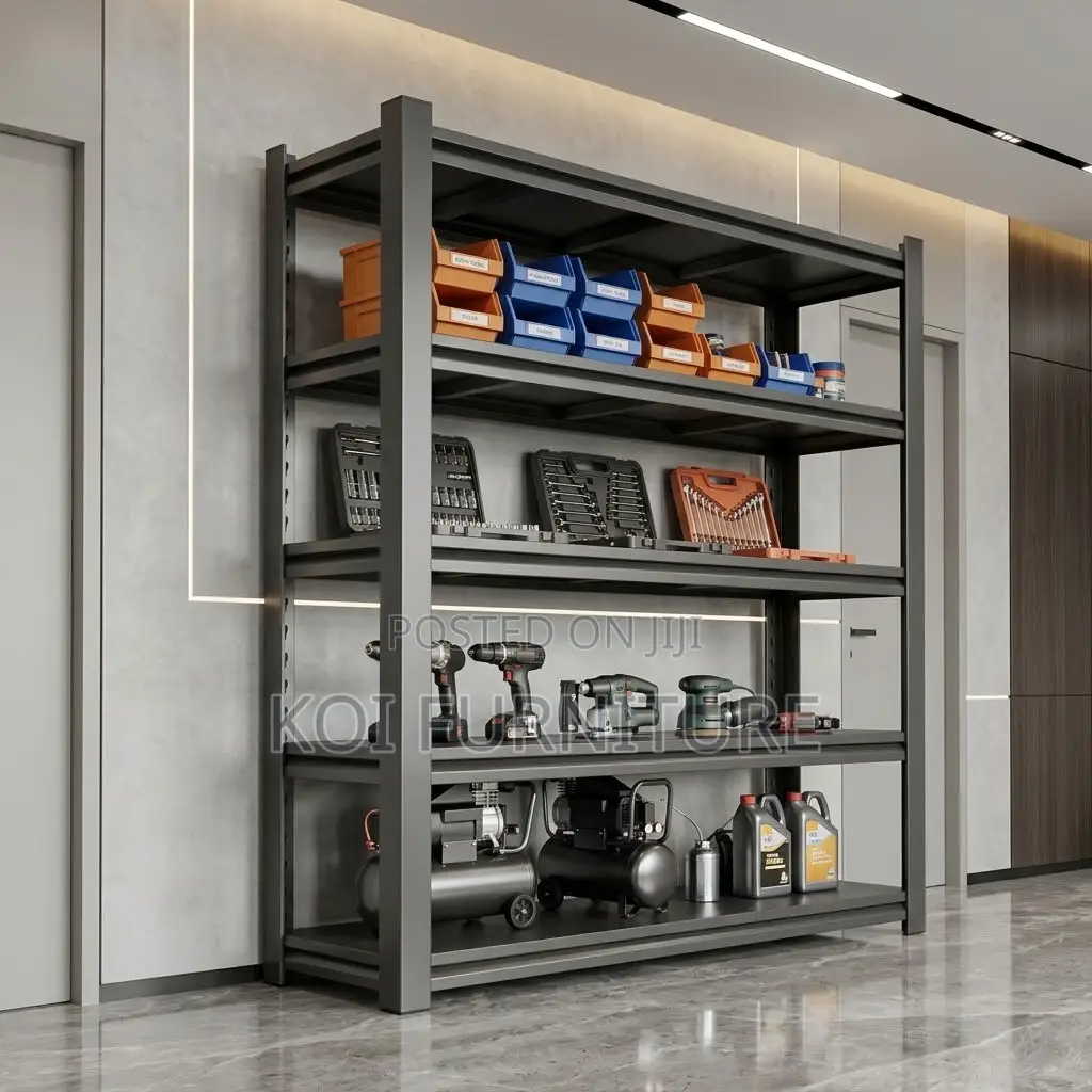 Home Office Organizaation Unit | Five Tier Black Steel Unit Rack