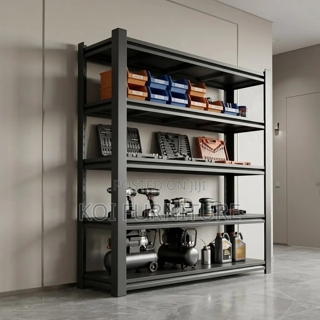 Home Office Organizaation Unit | Five Tier Black Steel Unit Rack