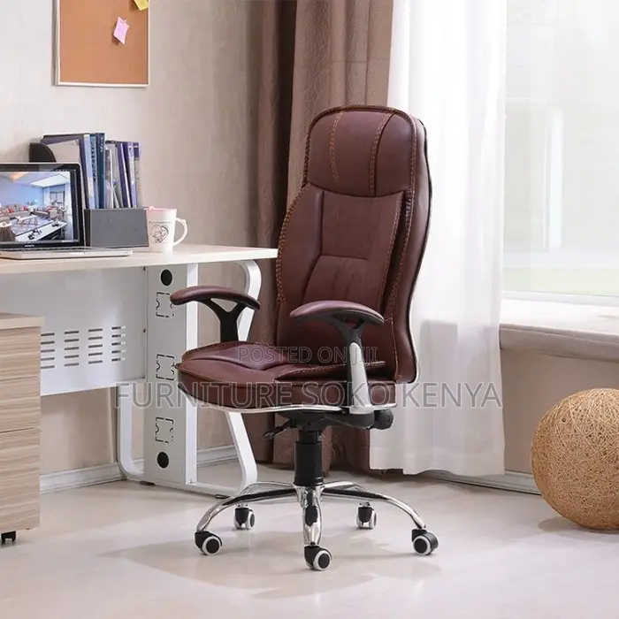 Office Chair : Brown Reclining Orthopedic High Back Office Chair
