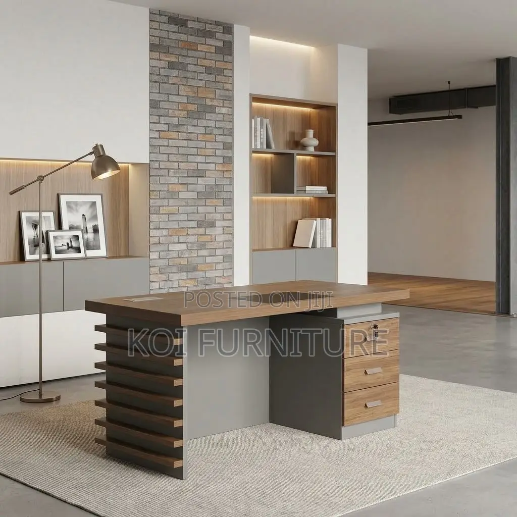 Urban Executive Desk | 140cm Golden Modern Table With Three Drawer