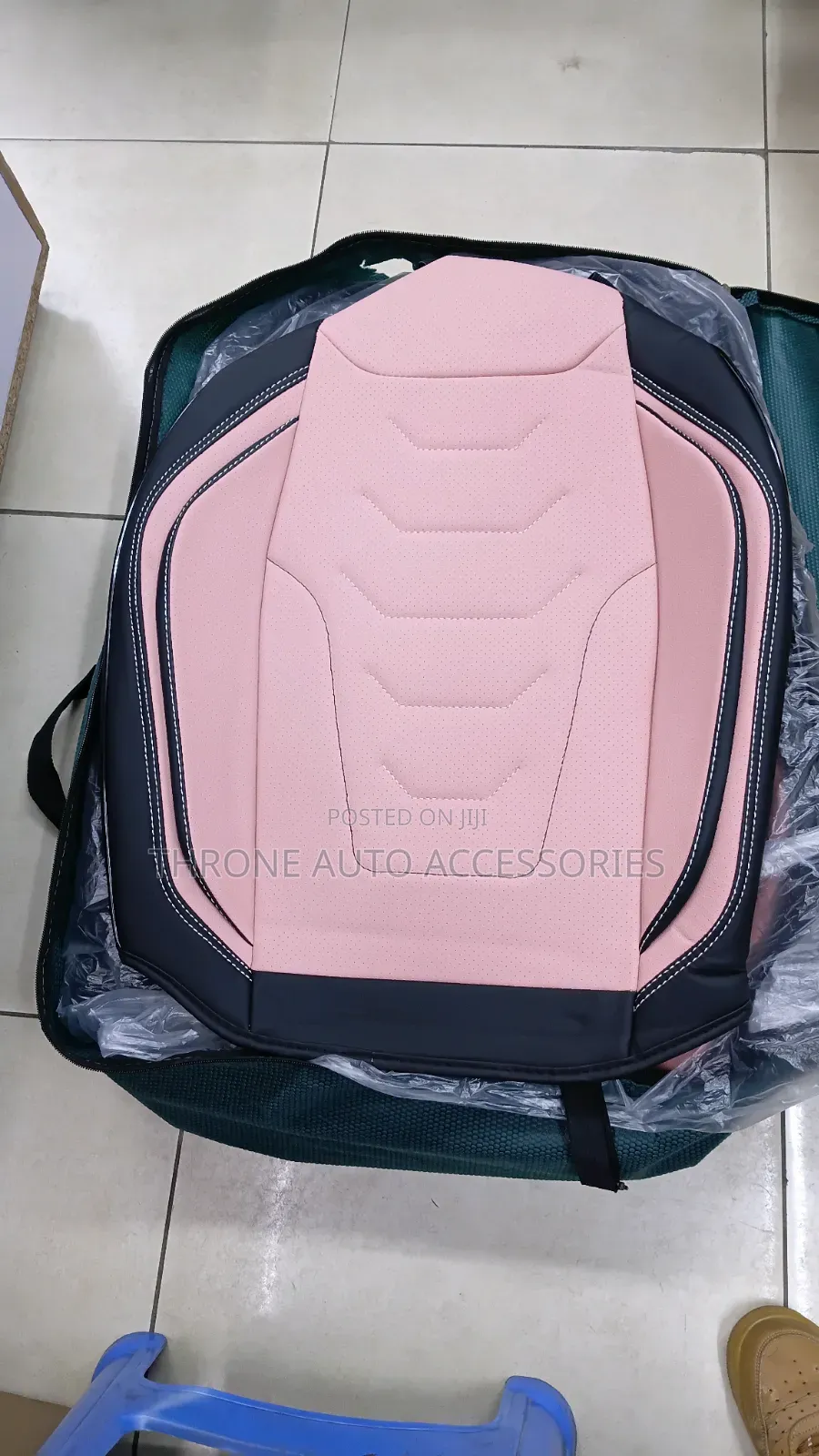 Universal 5-Seater Leather Car Seat Cover Pink and Black