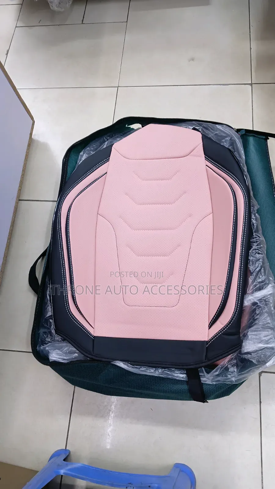 Universal 5-Seater Leather Car Seat Cover Pink and Black