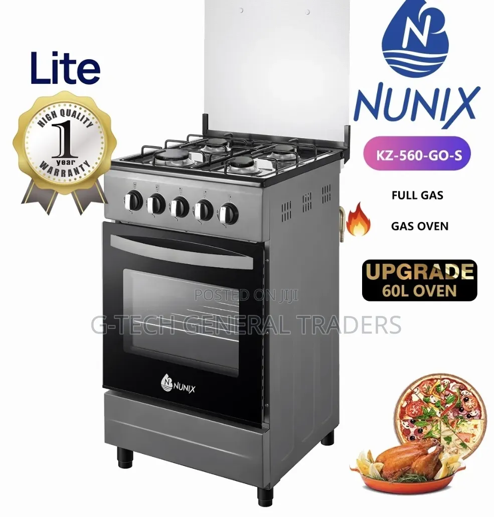 Nunix Free Standing 4 Gas Burner Cooker With Gas Oven (KZ-560-GO-S)