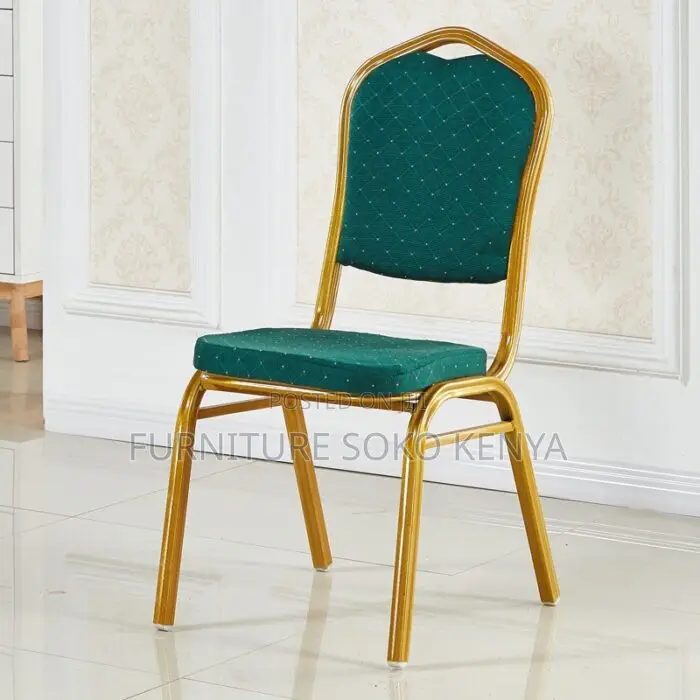 Event Chair : Green Banquet Chair With Gold Frame