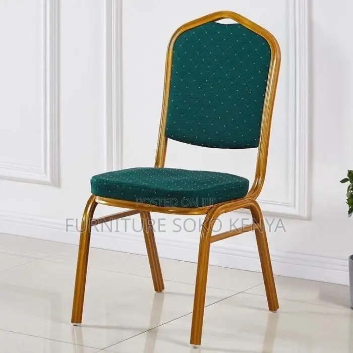 Event Chair : Green Banquet Chair With Gold Frame