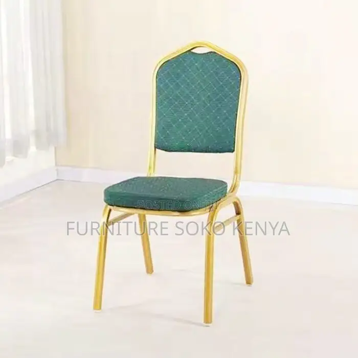Event Chair : Green Banquet Chair With Gold Frame
