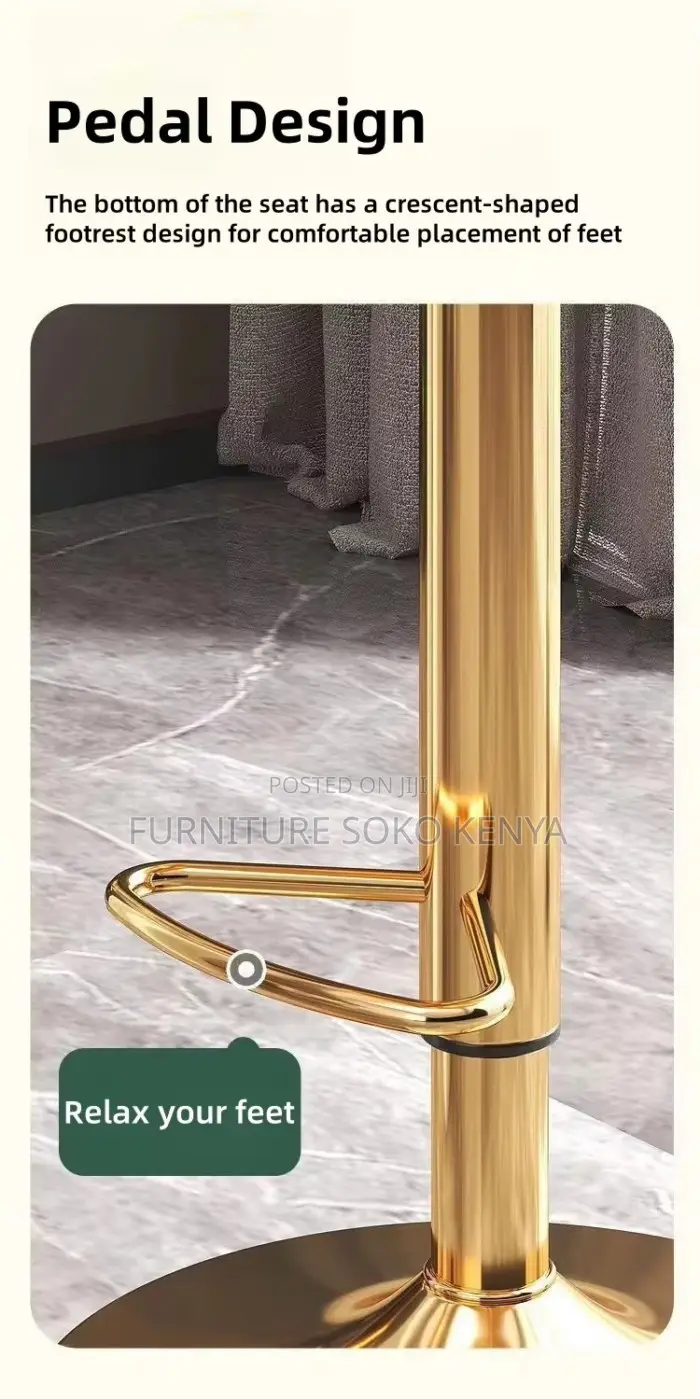 Barstool : Royal Blue Velvet Adjustable Bar Stool