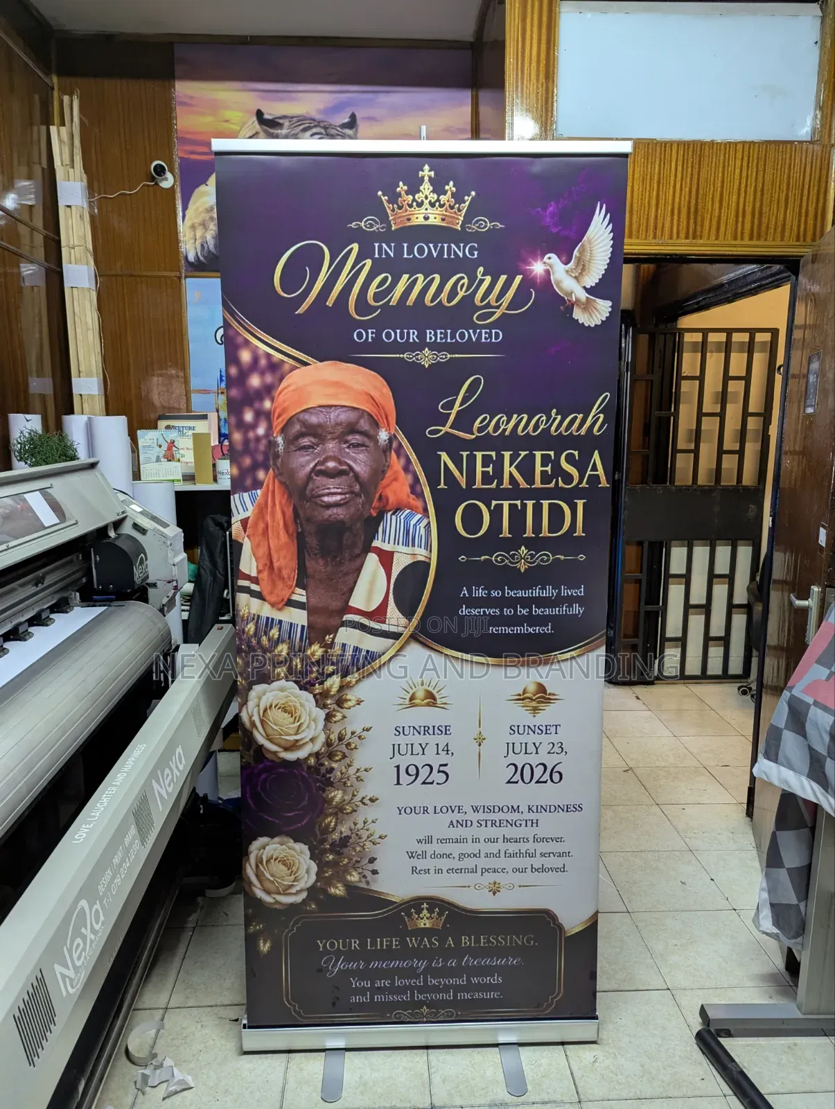 Funeral/Memorial/Burial Roll Up Banners Fast Printing Services