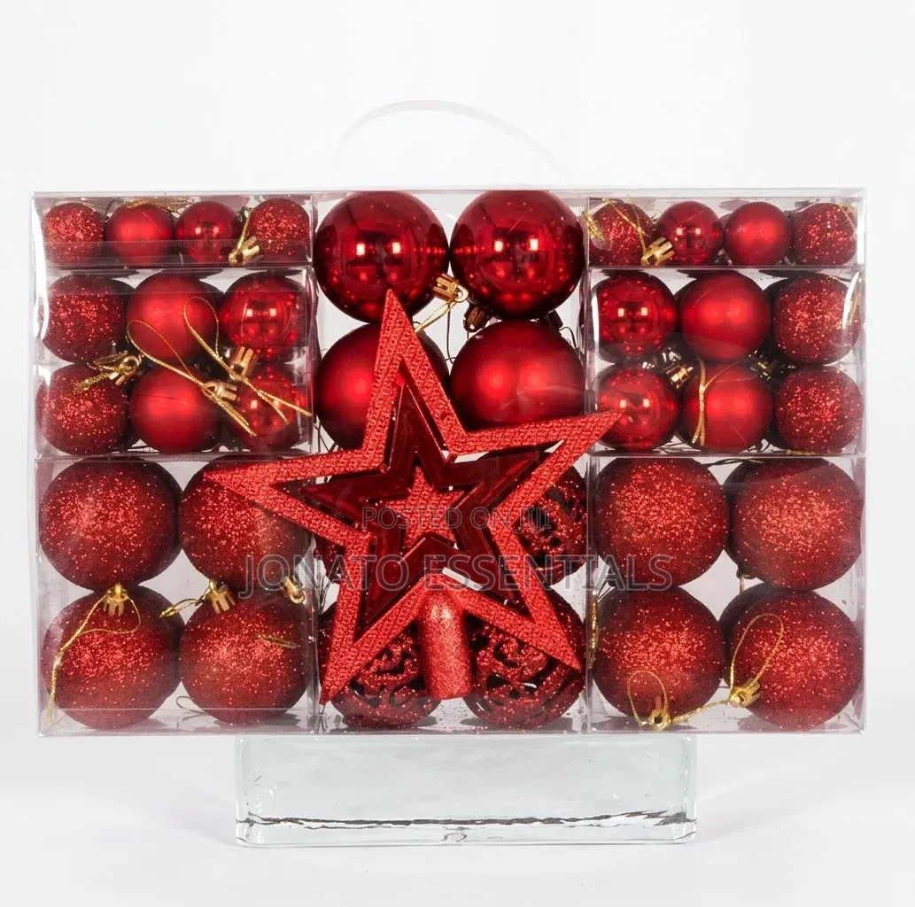 101 PCS Red Christmas Baubles Set With Star Topper Tree Decor