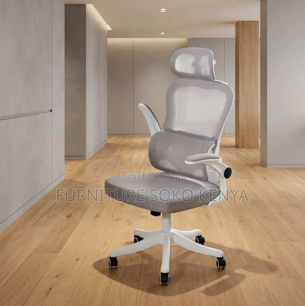 Ergonomic Chair | Executive White Fabric Home Office Seat