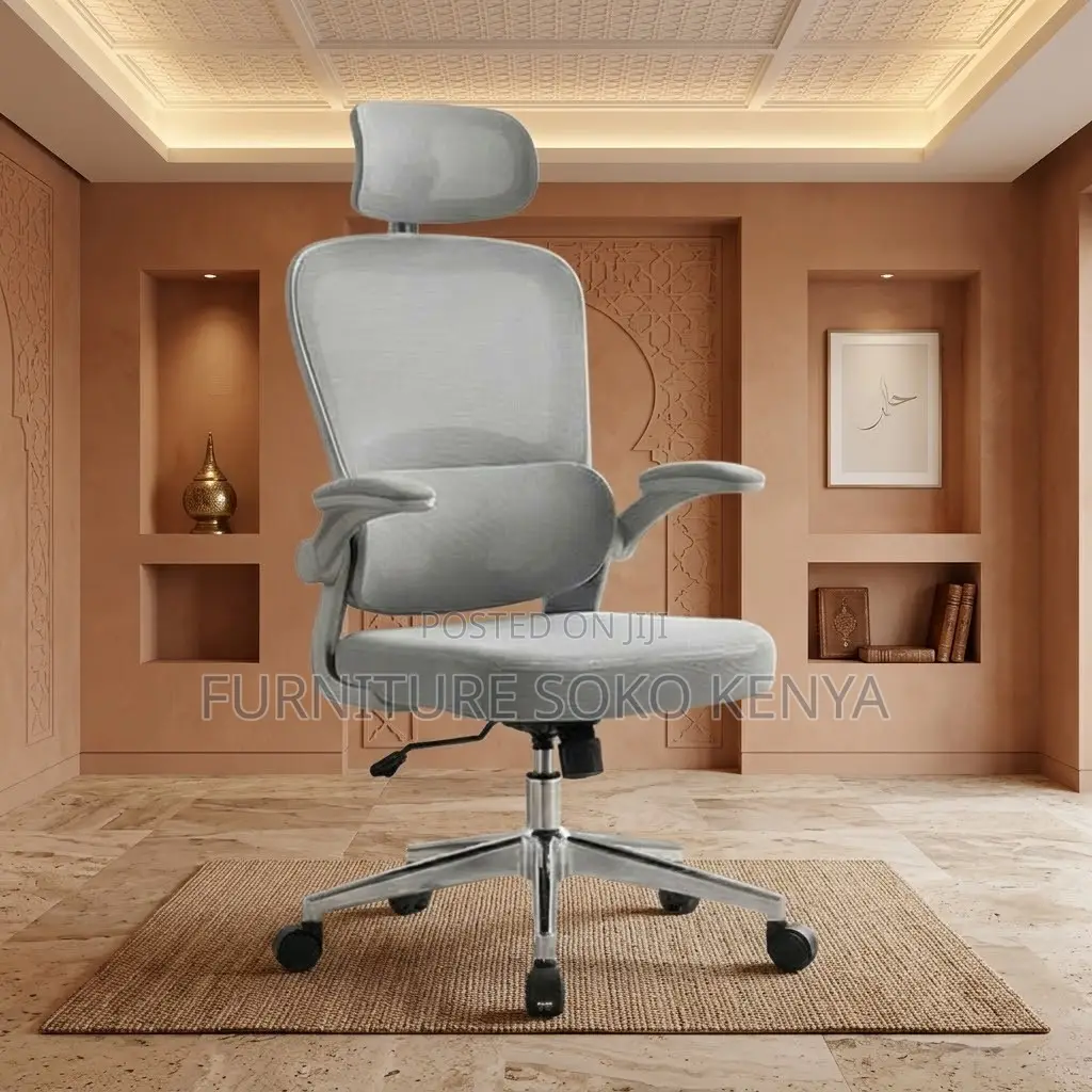 Ergonomic Chair | Executive White Fabric Home Office Seat