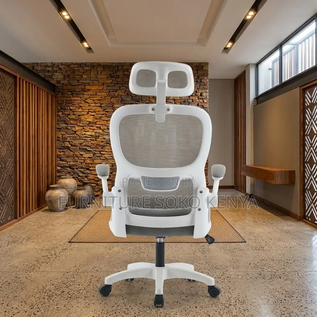 Ergonomic Chair | Executive White Fabric Home Office Seat