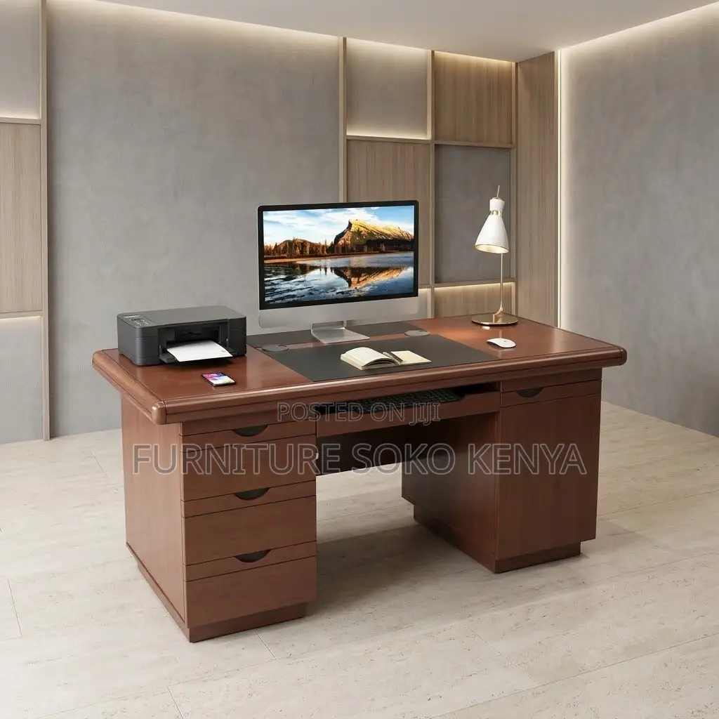 Mahogany Executive Table | 1200MM Brown Desk With Drawer