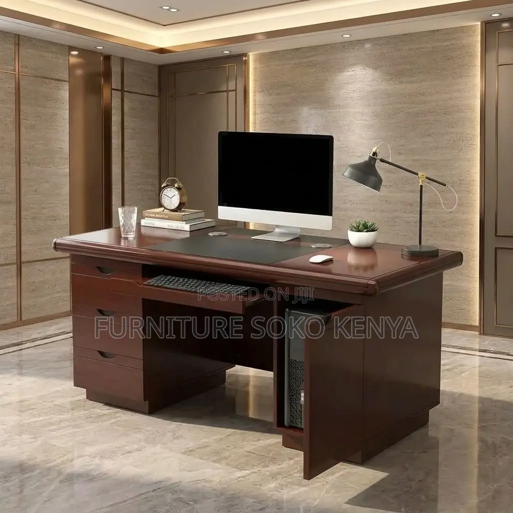 Mahogany Executive Table | 1200MM Brown Desk With Drawer