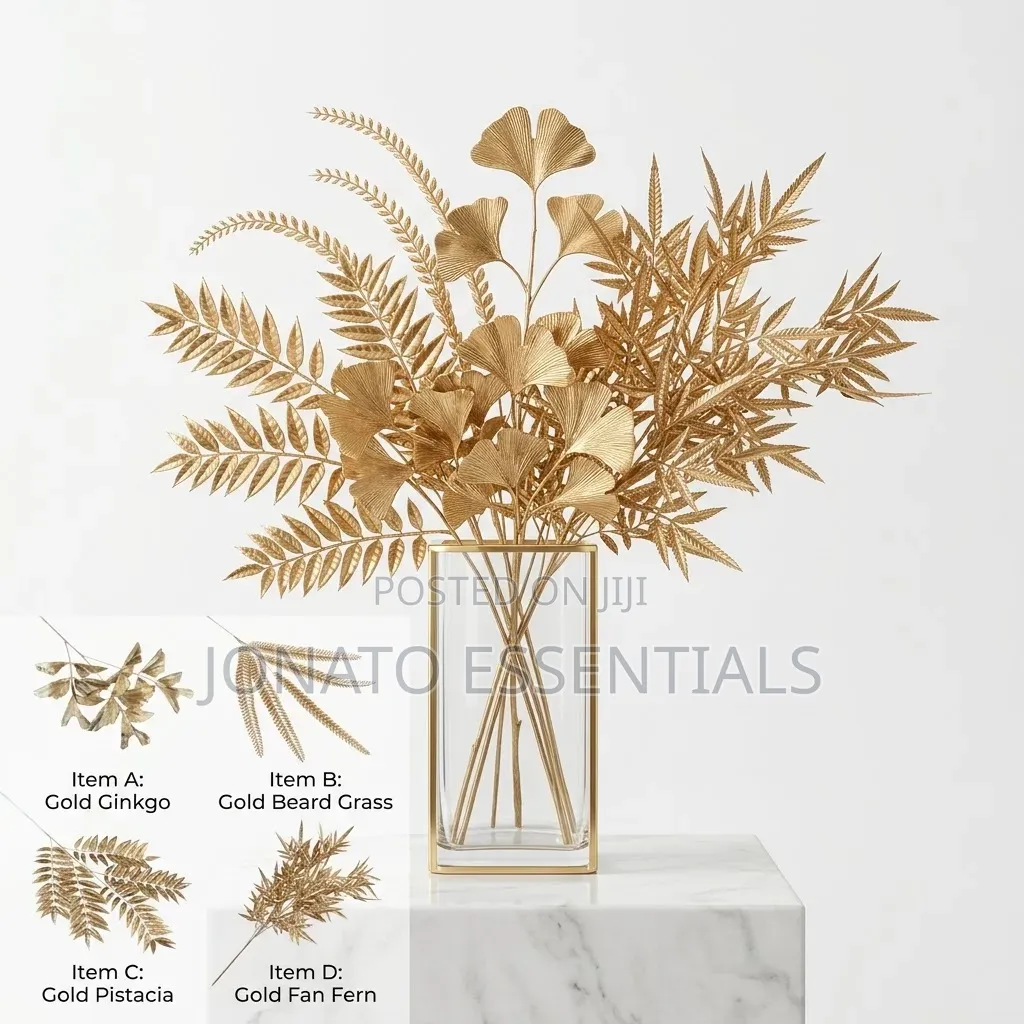 Artificial Gold Leaves Floral Decor Stems Home Decor
