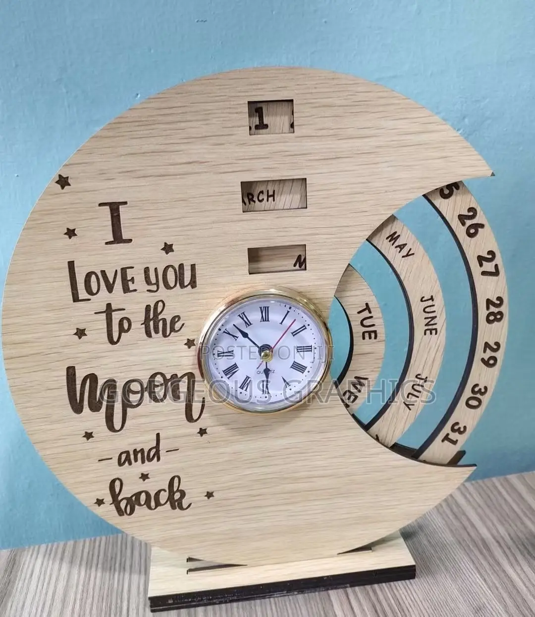 Wooden Calender Clock Plaque
