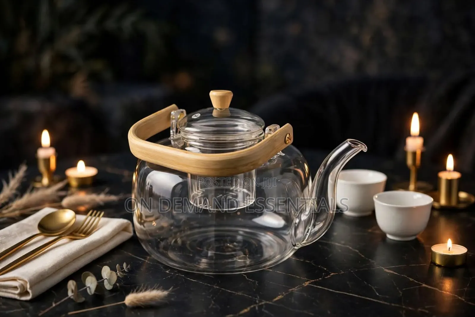1500ml Borosilicate Glass Teapot With Bamboo Handle