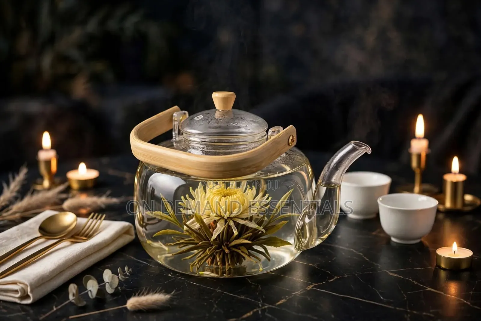 1500ml Borosilicate Glass Teapot With Bamboo Handle