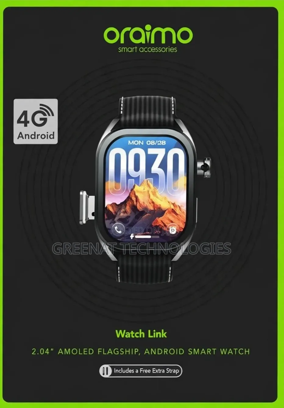 Oraimo Watch Link OSW-810 2.04" 4G Android Watch AMOLED With Camera