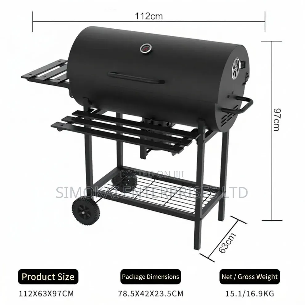 Charcoal Barrel BBQ Grill