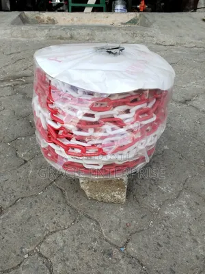 Red and White Plastic Safety Barrier Chain
