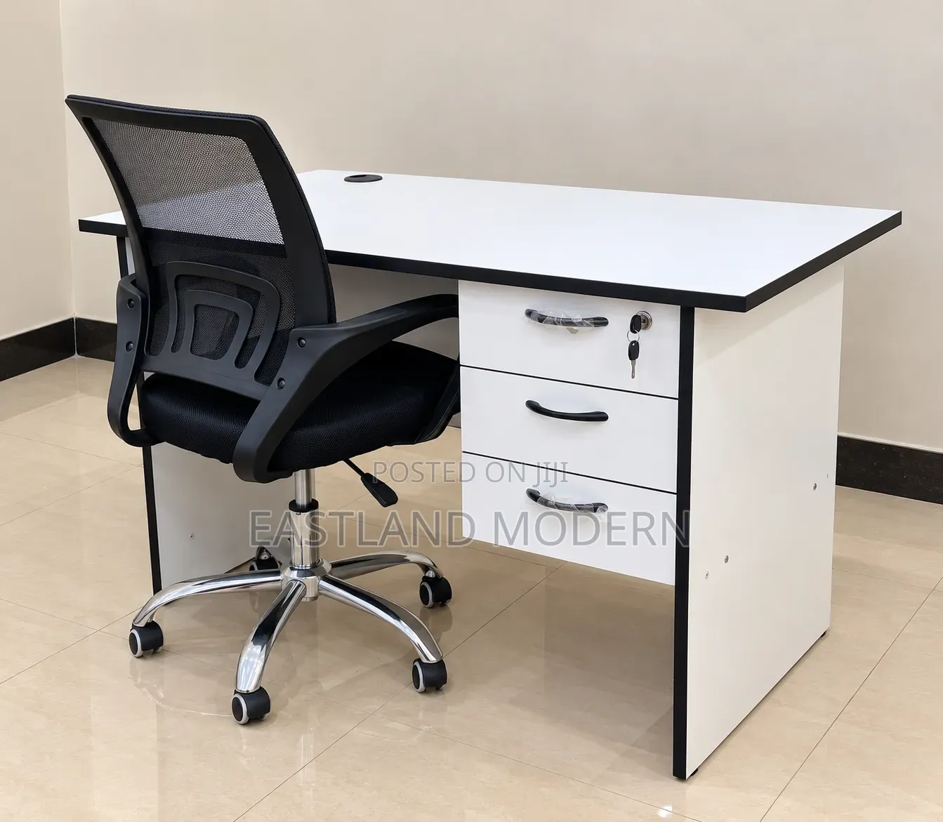 White Office Desk With Chair