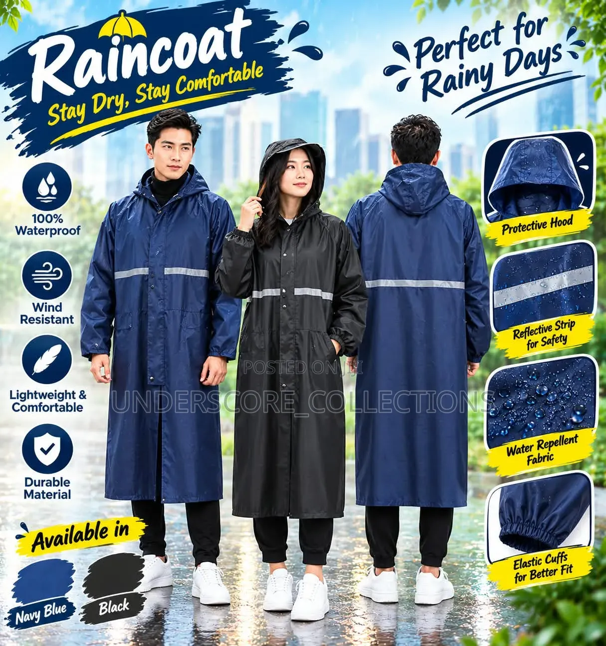 * High Quality Adult Unisex Waterproof Raincoat Without Pocket