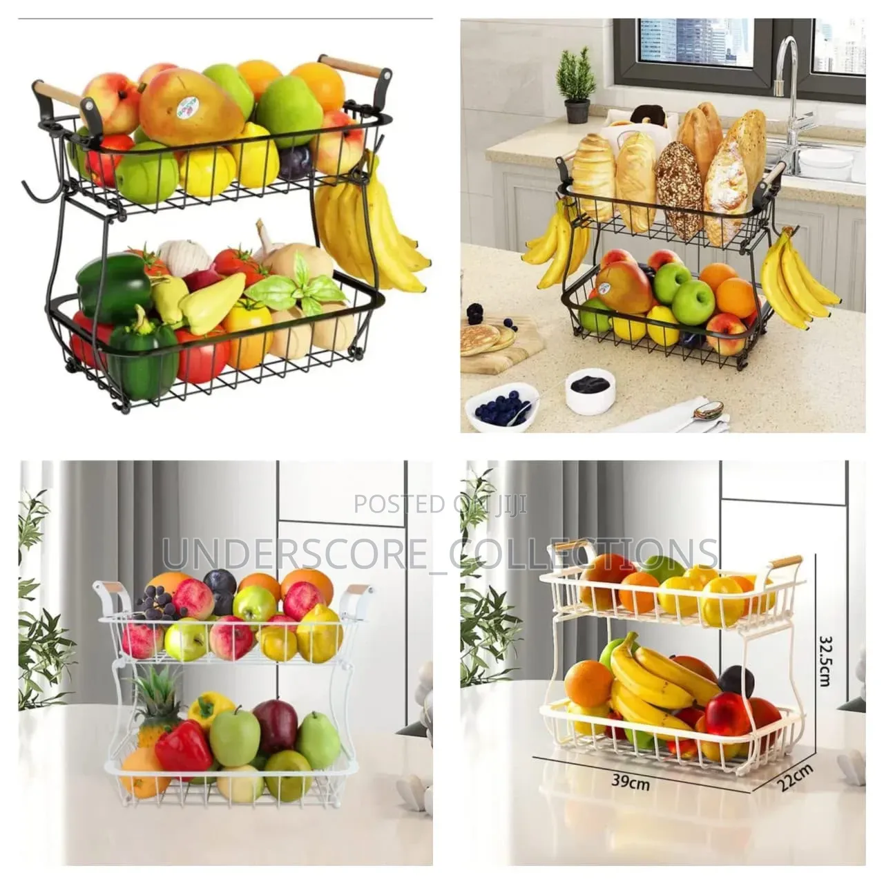 *2 Tier Detachable Nordic Metallic Fruit/Vegetable Basket/Rack