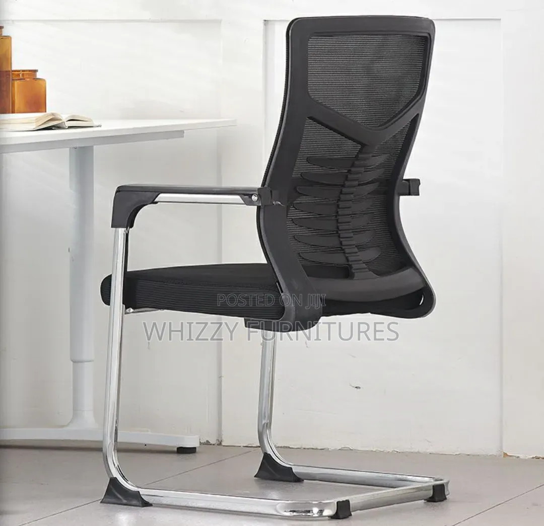 Office Chair: Black Mesh Waiting Chair