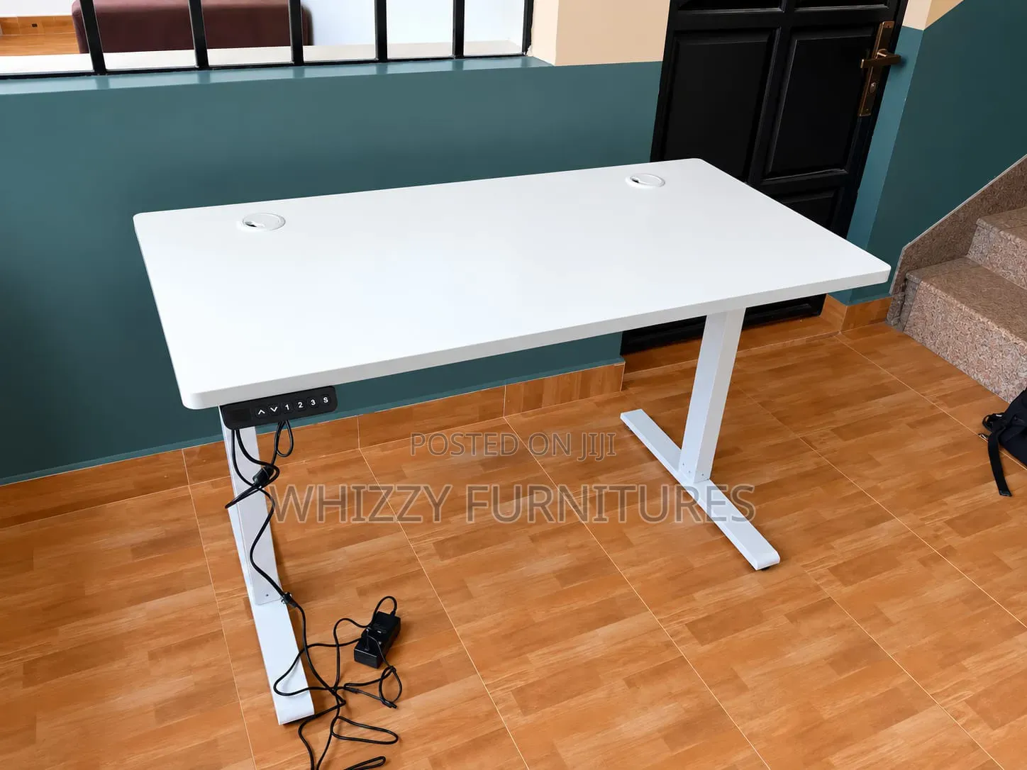 Electric Desk: White Sit Stand Office Desk