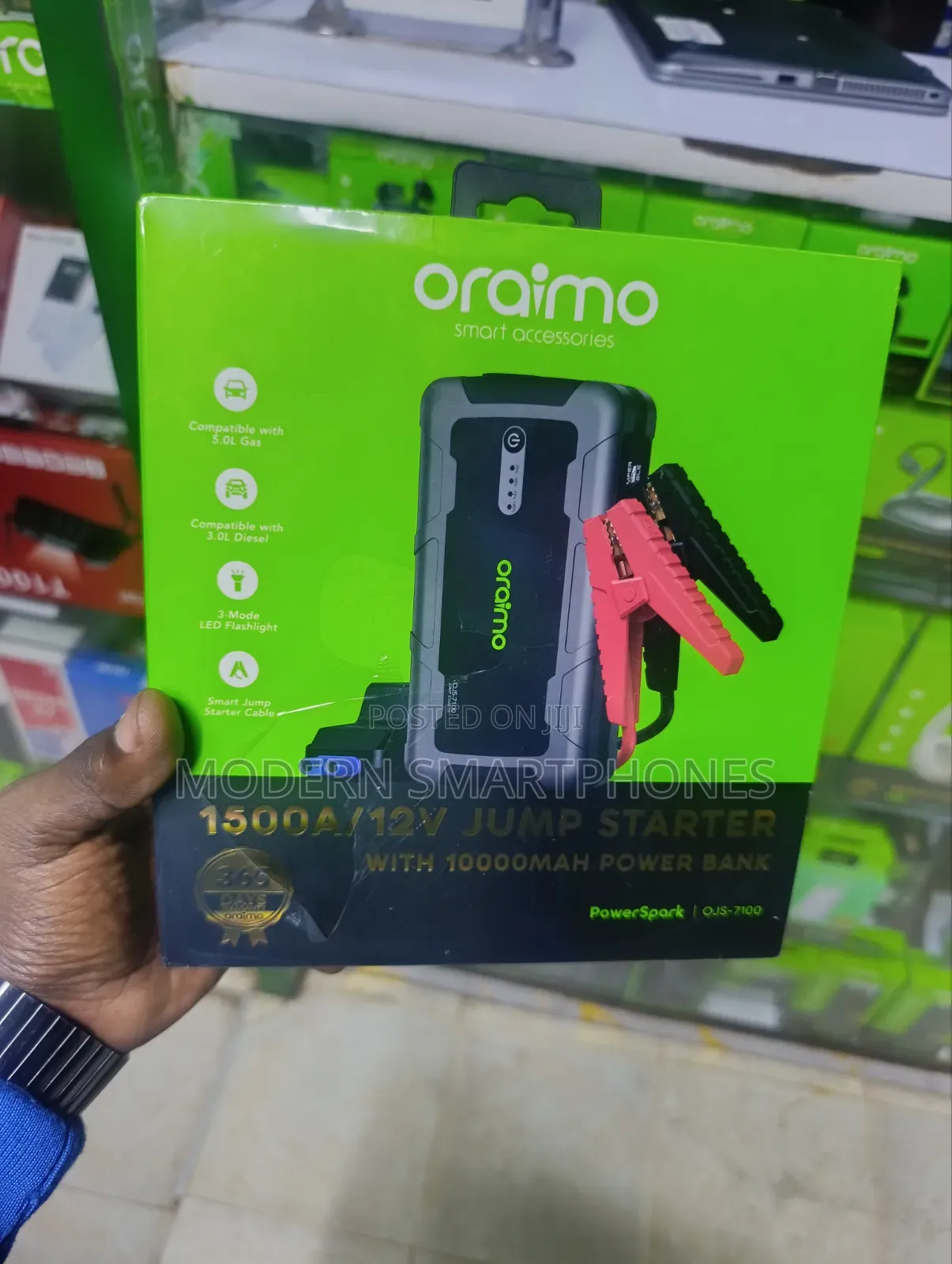 Oraimo PowerSpark 1500A 12V Car Jump Starter With 10000mAh Power Bank