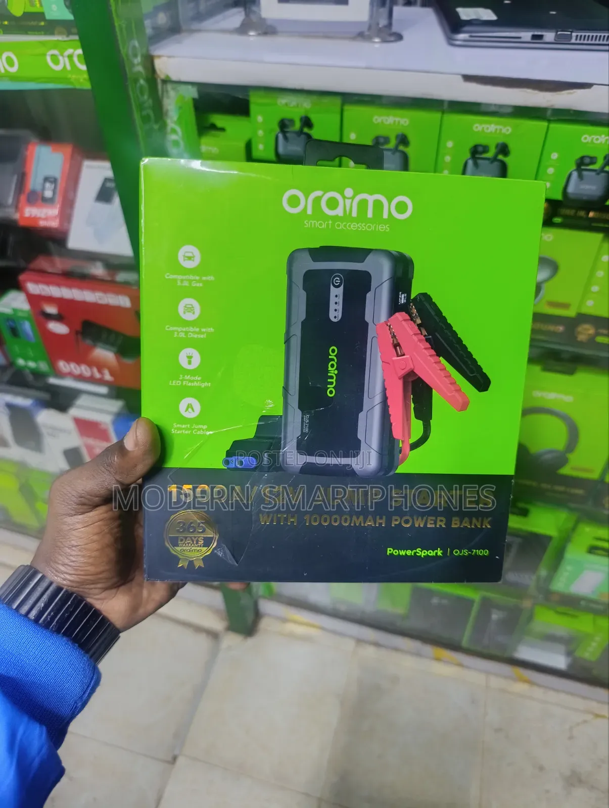 Oraimo PowerSpark 1500A 12V Car Jump Starter With 10000mAh Power Bank