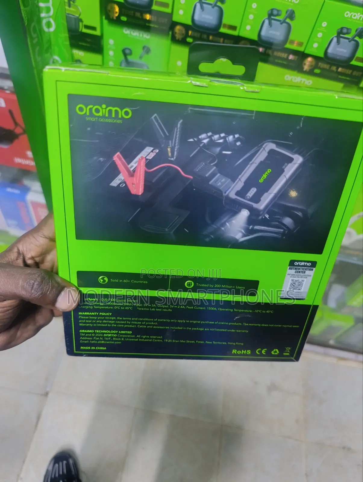 Oraimo PowerSpark 1500A 12V Car Jump Starter With 10000mAh Power Bank