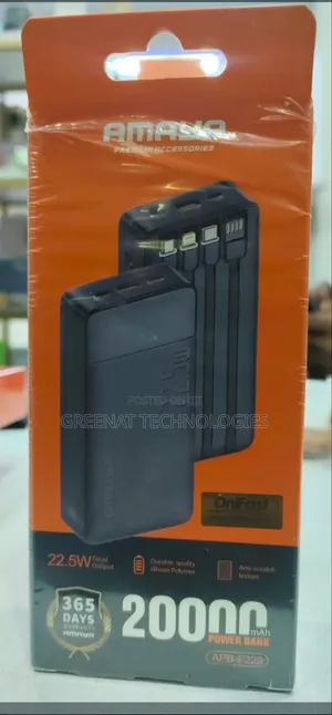 AMAYA Power Bank 20000mAh APB-F229 22.5W Total Output 4 Builtin Cables