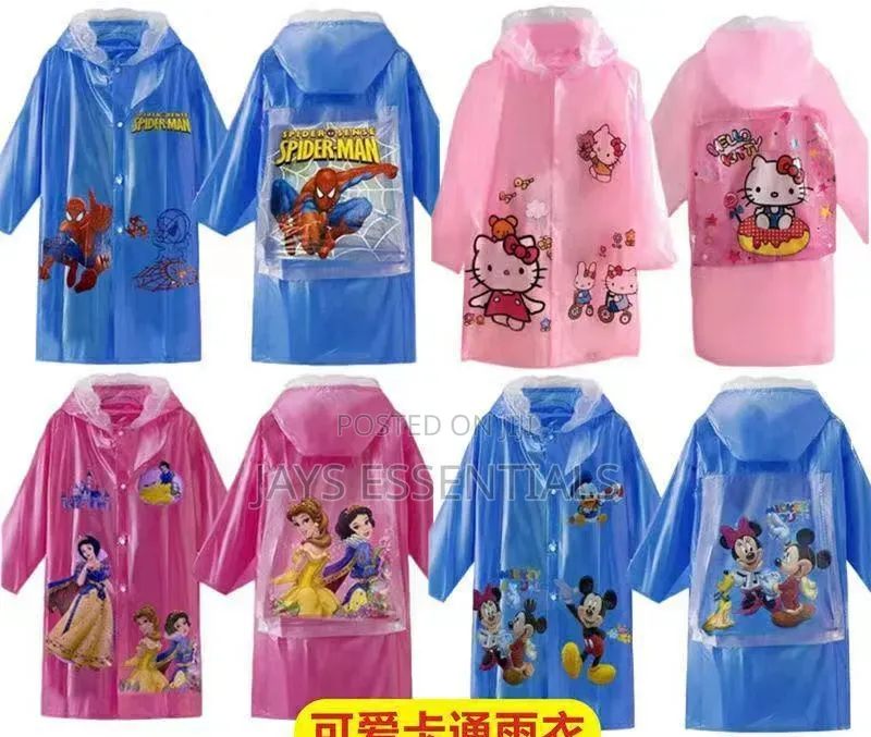 Cartoon Raincoat With Hat and Bag Space