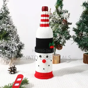 Christmas Wine Bottle Cover Knit Snowman Holiday Decor