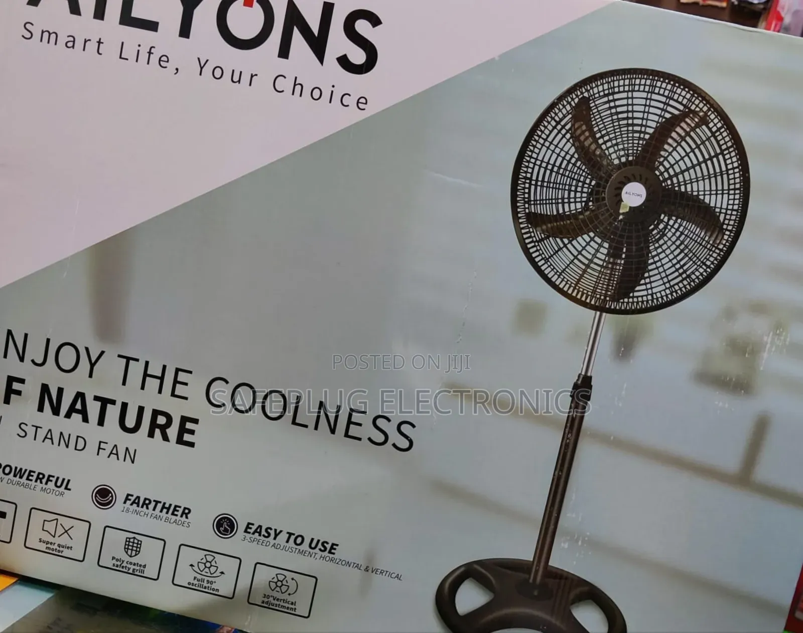 AILYONS 18" Standing Fan – Black (Brand New)