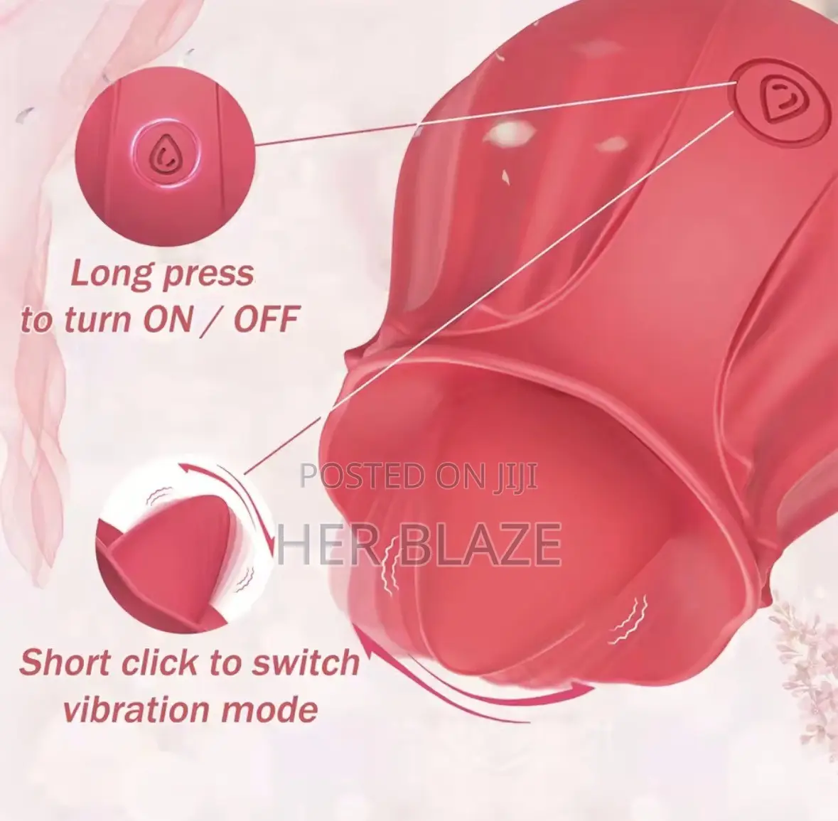 Tongue Licking Rose Vibrator Waterproof Soft Silicone and Discreet