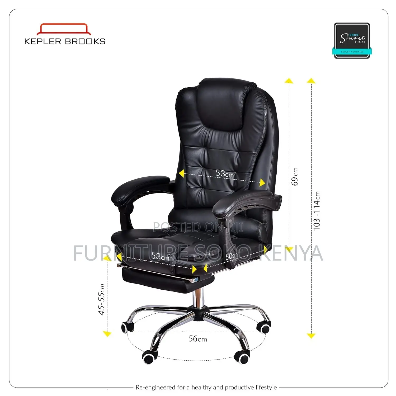 High Back Leather Chair | Ergonomic Home Office Chair